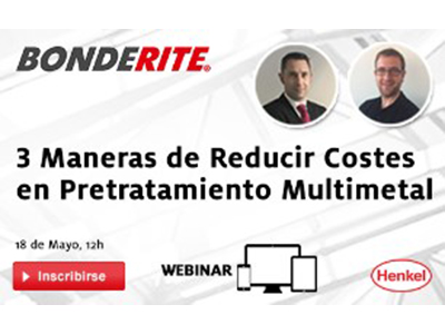 foto noticia Webinar gratuito: 3 Maneras de Reducir Costes en Pretratamiento Multimetal. Descubre la innovación, el ahorro y la sostenibilidad de los Pretratamientos Multimetal BONDERITE, en directo.